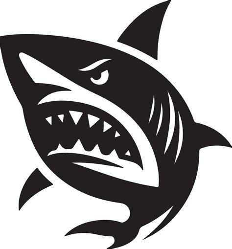 A Minimal Angry Shark Flat Illustration Silhouette Black Color