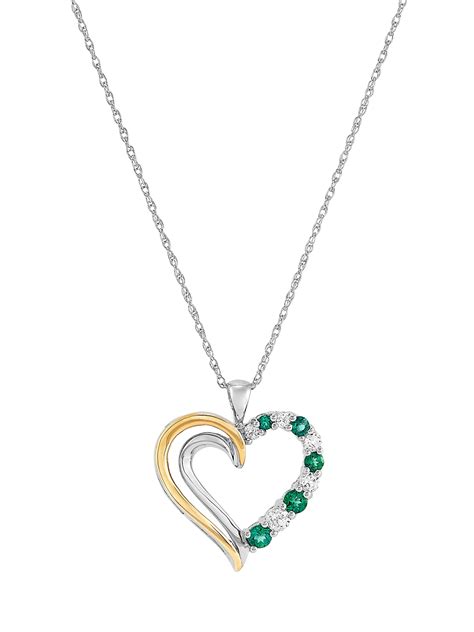 Brilliance Fine Jewelry Created Emerald White Sapphire Heart Pendant In