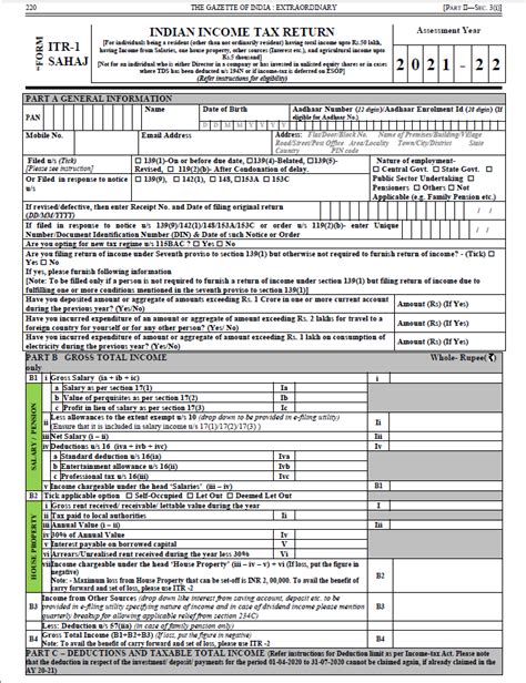 Ay 2021 22 Itr 1 Sahaj Form Salaried Individuals Learn By Quicko