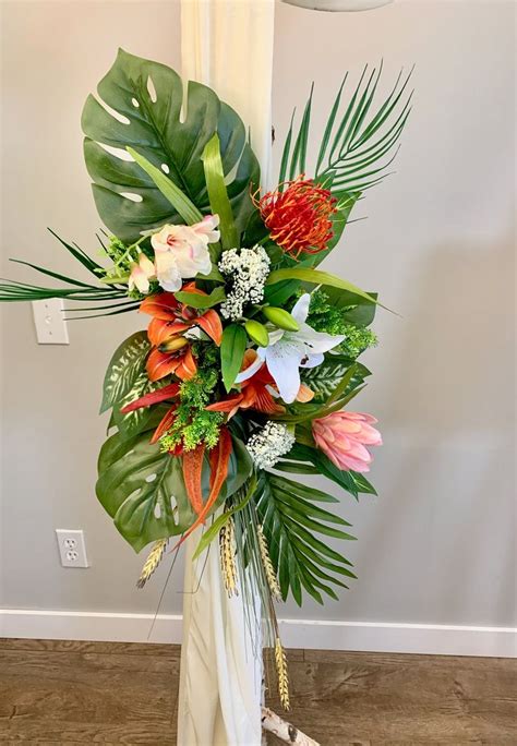 Tropical Wedding Arch Flowers Corner Swag Tieback Made With Etsy