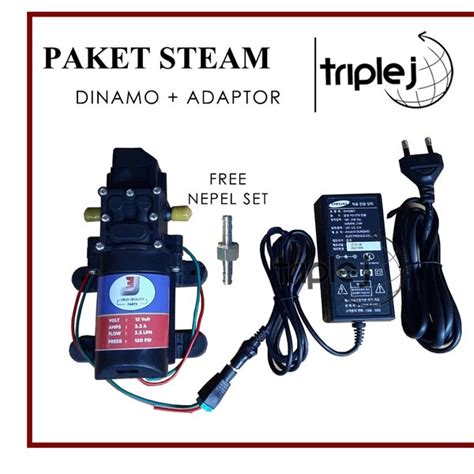 Jual Paket Dinamo Pompa DC Plus ADAPTOR Alat Steam Pompa DC Cuci