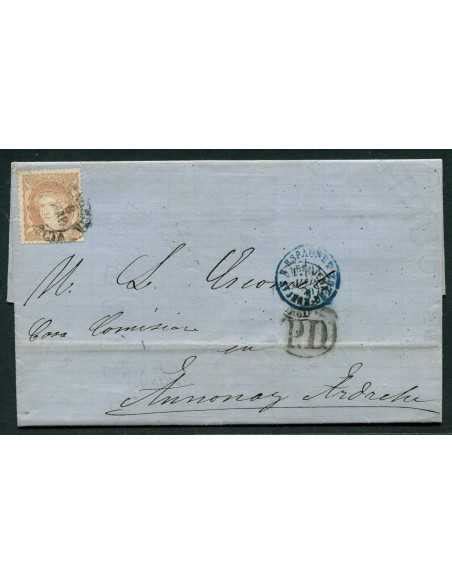 España 1er Centenario Cartas 1870 Correo Nº 00113 Carta CA