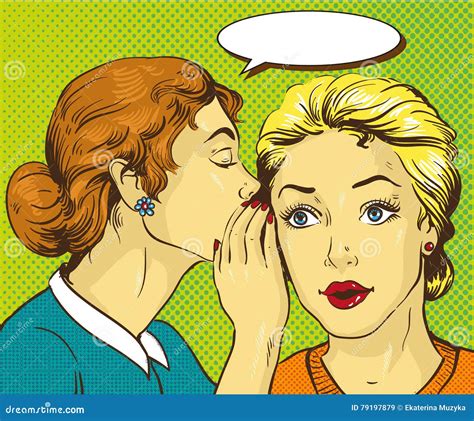 Pop Art Retro Comic Vector Illustration Woman Whispering Gossip Or