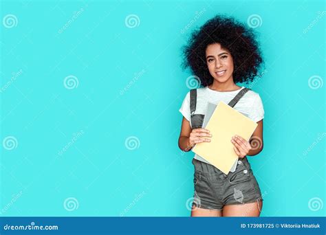 Good Student African American Girl Wearing Denim Overall Standing