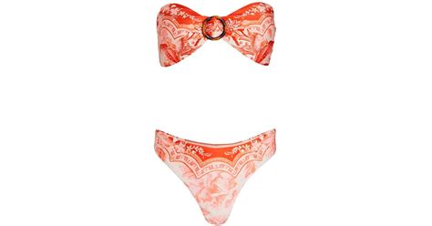 Zimmermann Lyre Bamboo Ring Bikini Set In Red Lyst Canada