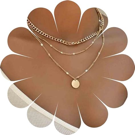 Yheakne Boho Layered Disc Necklace Choker Gold Coin Pendant Necklace