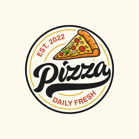 Pizzeria Vector Emblem On Blackboard Pizza Logo Template Vector