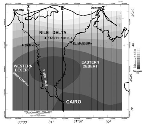 Upward Continued Bouguer Anomaly Value Of Nile Delta With Km