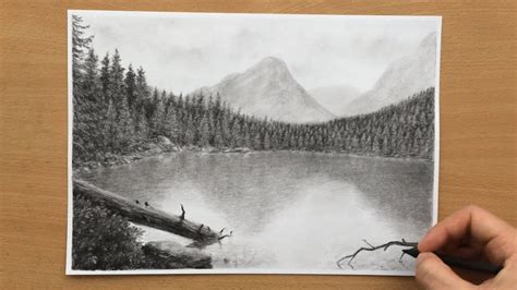 Lake Pencil Drawing