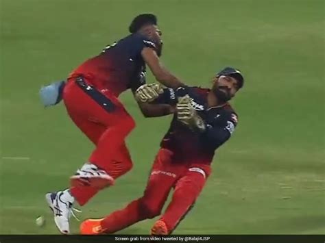 Dinesh Karthik Mohammed Siraj Collide As RCB Drop Rohit Sharma Sitter