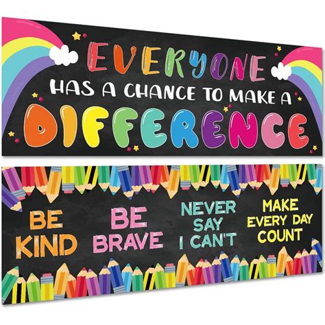 2 Pack Motivational Classroom Decorations Banner Posters for Teachers ...