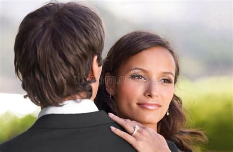 Couple Dancing And Embrace On Wedding Day For Love Support And