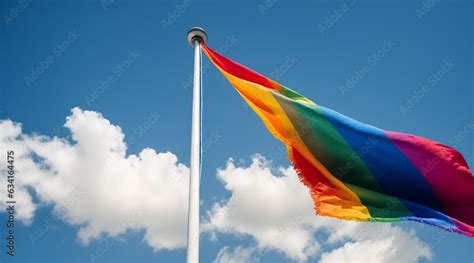 Pride Flag Waving In Sky Lgbt Happy Pride Month Waving Intersex