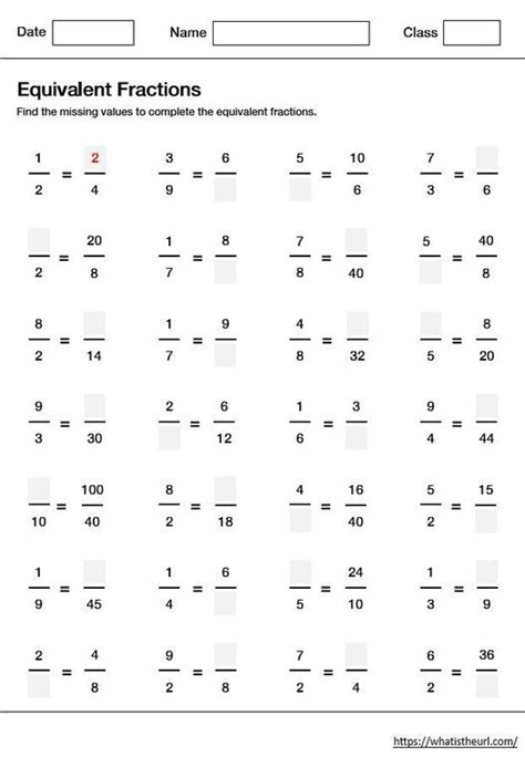 Equivalent Fractions Fractions Worksheets Equivalent Fractions