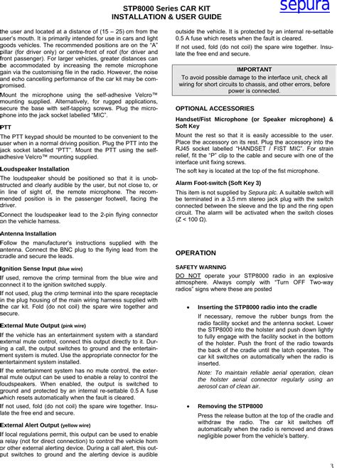 Sepura Plc Stp8080 Tetra Portable Terminal User Manual Car Kit Installation Guide