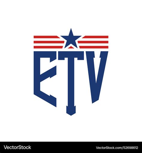 Patriotic etv logo with star and american flag Vector Image