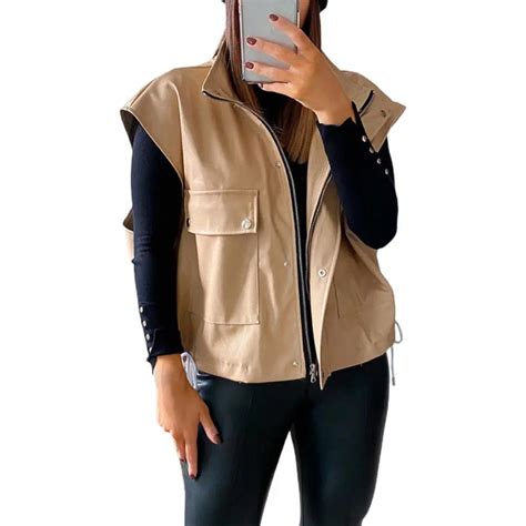 Chaqueta De Moda Para Mujer Chaleco Sin Mangas De Costura Fina De