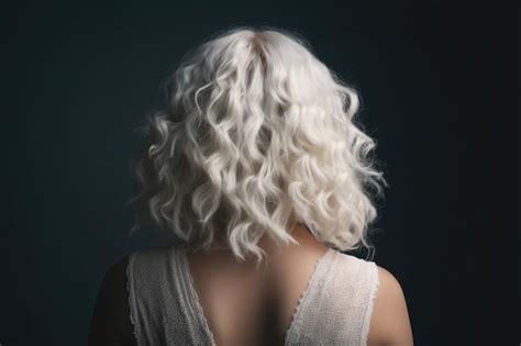 Premium AI Image | Medium Length White Curly Hair Rear View On White ...