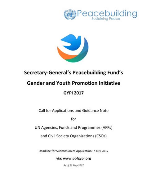 Pdf Secretary Enerals Peacebuilding Unds Funding To Gender