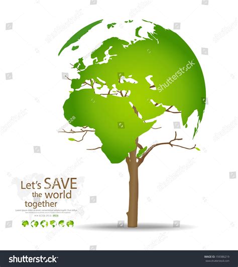 Tree Shaped World Map Vector Illustration Stock Vector (Royalty Free ...