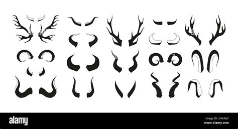 horn silhouettes black pairs  animal antlers  shapes