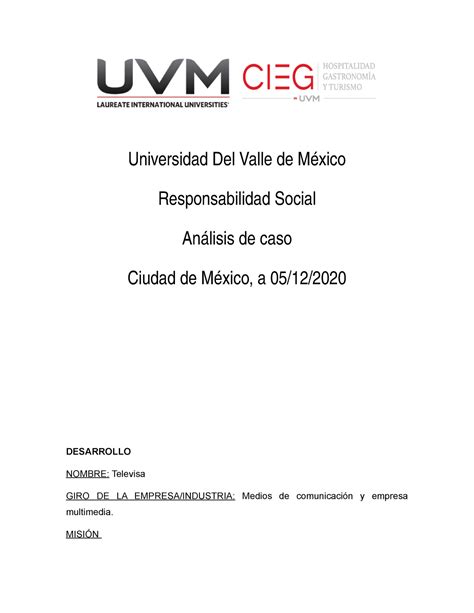 A 14MEL ANALISIS DE CASO Universidad Del Valle de Méxi co