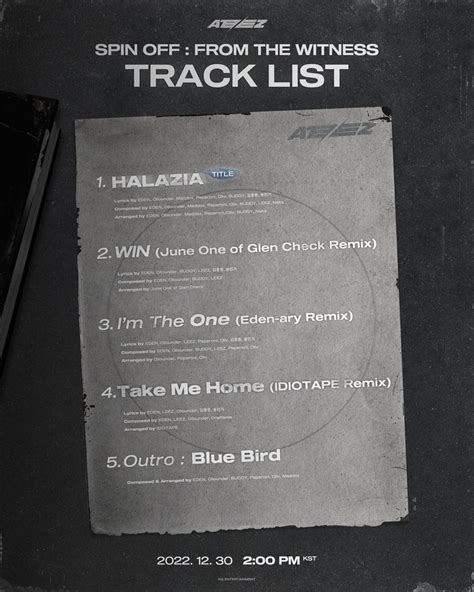 Déj vu on Twitter RT ATEEZUD Tagline SPIN OFF TRACKLIST has