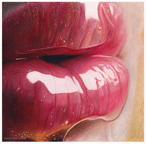 Lips Color Pencil Drawing by Jennifer de Boer