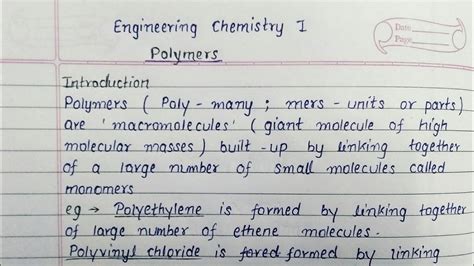 Polymers Notes Engineering Chemistry Mumbai University Youtube