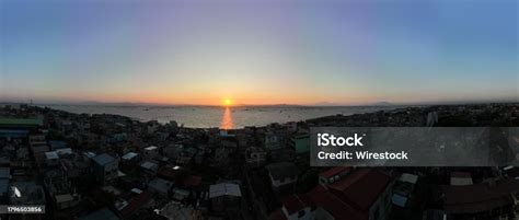 panoramic sunrise  laguna de bay philippines stock photo