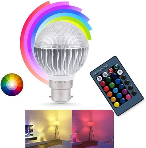 FiNeWaY Colour Changing LED B22 RGB16 Light Bulb Mood Night 5W W Remote