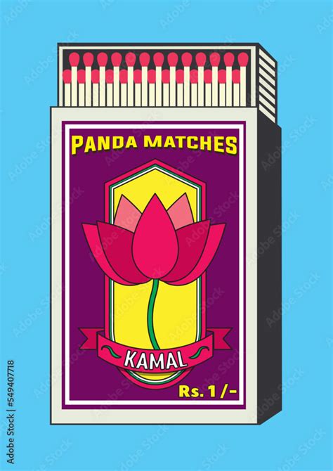 Lotus Flower (kamal) vector icon. illustration in Matchbox and matches ...