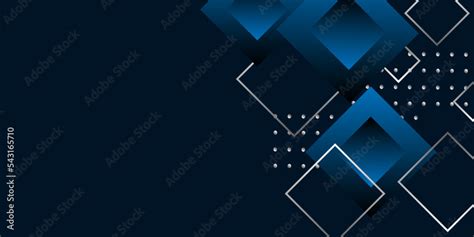 Modern Abstract Dark Navy Blue Background With Dots And 3d Square