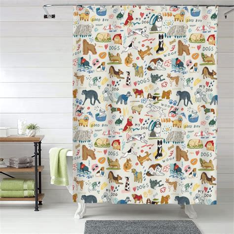 Fabric Shower Curtains for Bathroom - Dogs Funny Pets 60x72In