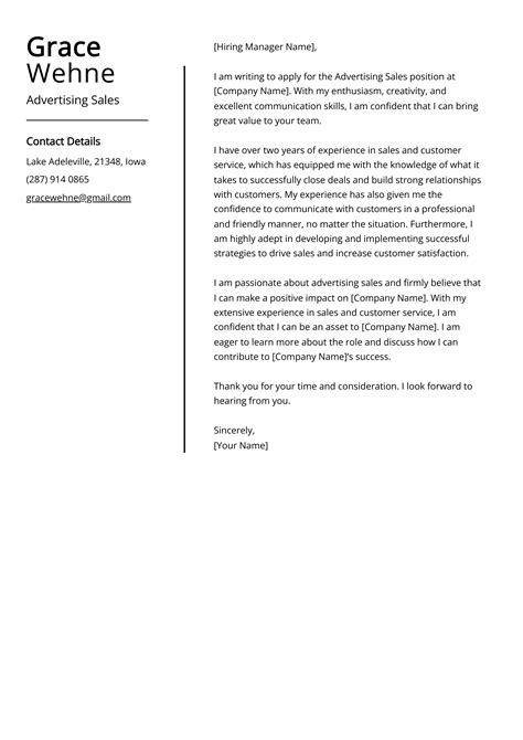 Advertising Sales Cover Letter Example Free Guide