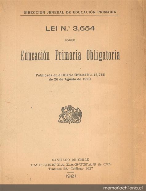 Lei N 3 654 sobre educación primaria obligatoria publicada el el