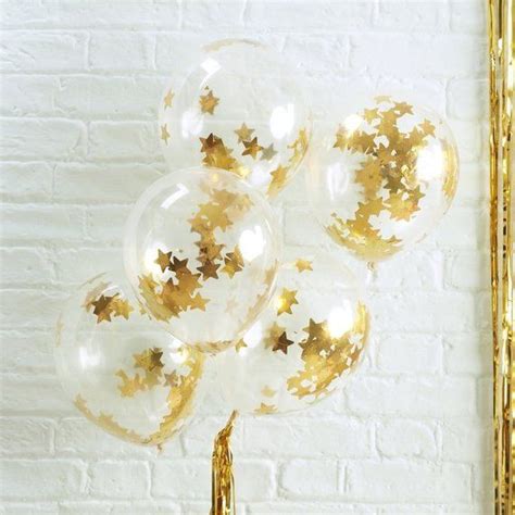 Gold Star Shaped Confetti Filled Balloons Party Balloons Birthday