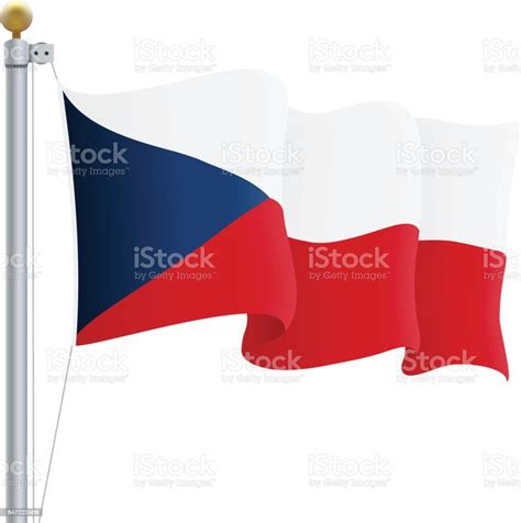 Wapperende Vlag Van De Tsjechische Republiek Geïsoleerd Op Een Witte Achtergrond