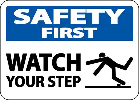 Safety First Watch Your Step Sign On White Background 7797869 Vector