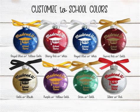 Masters Degree Graduation Christmas Ornament Custom Colors Etsy