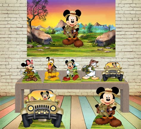 KIT COMPLETO MICKEY SAFARI BANNER E DISPLAYS MDF Elo7