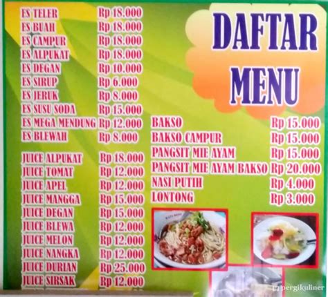 Selalu Diperbarui Menu Es Teler Pacar Keling Bakso Pak No