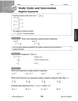 Fillable Online Chapter 4 Resource Masters Glencoe Pre Algebra New