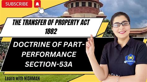 Doctrine Of Part Performance Section 53A The Transfer Of Property