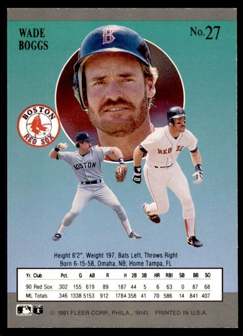 Fleer Ultra Wade Boggs Boston Red Sox Ebay