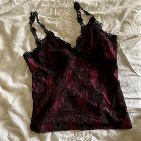 Black Lace And Hot Pink Camisole This Top Is Depop