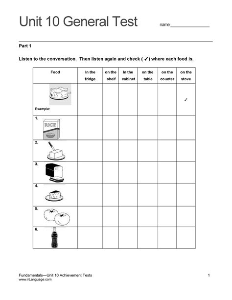 Top Notch Fundamentals Unit 10 Assessment Unit 10 General Test Name