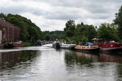 Ronquieres, Wallon Region, Belgium , Canal with Boats and Industrial Activity Editorial Stock ...