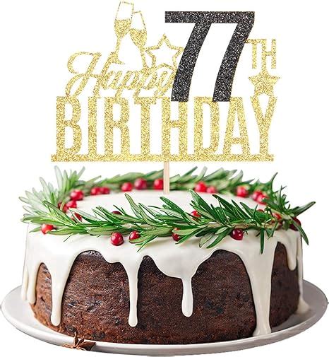 Happy 77th Birthday Cake Topper Seventy Seven Year Old Cake Topper