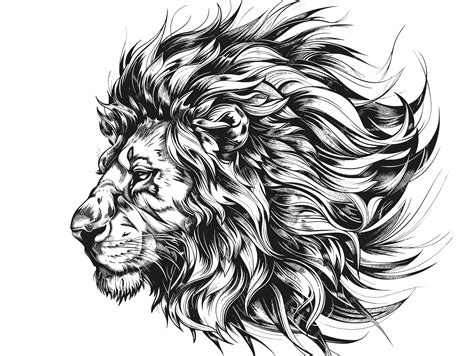 Premium Vector A Lion With A Mane Of Hair Blowing In The Wind